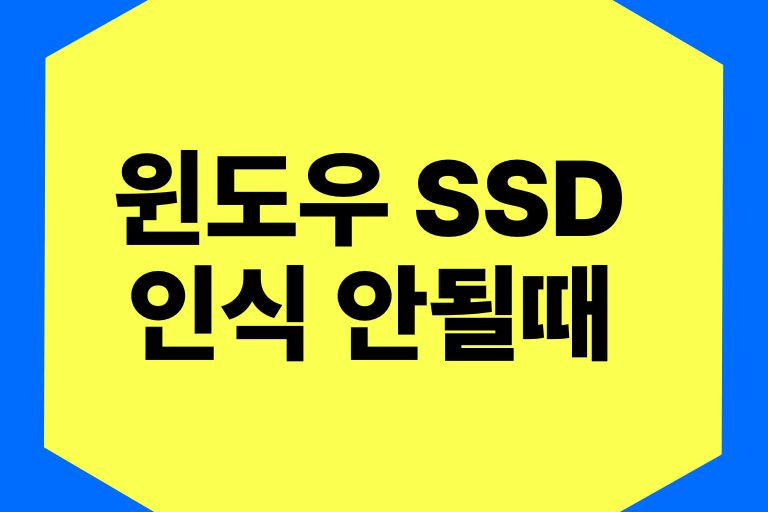 윈도우11 ssd 인식이 안된다면