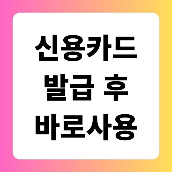 신용카드 발급 후 바로 사용