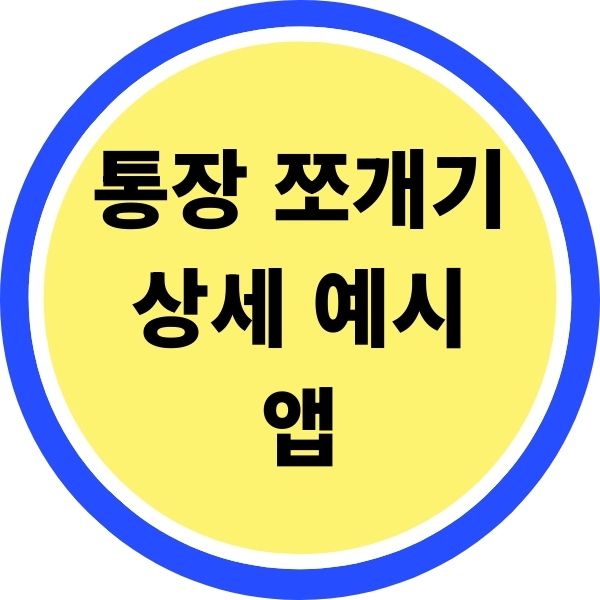 통장 쪼개기 상세 예시와 앱